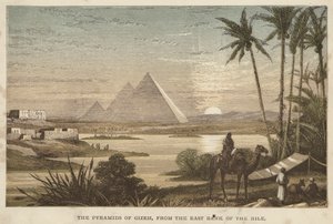 The Pyramids of Gizeh, from the East Bank of the Nile by English School