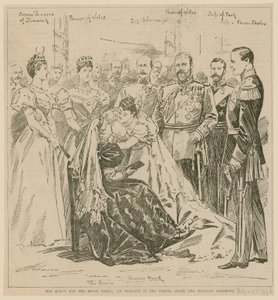 The Queen and the Royal Bride, an incident in the Chapel after the wedding ceremony, 23 July 1896 by English School