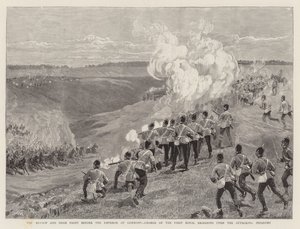 The Review and Sham Fight before the Emperor of Germany, Charge of the First Royal Dragoons upon the Attacking Infantry by English School