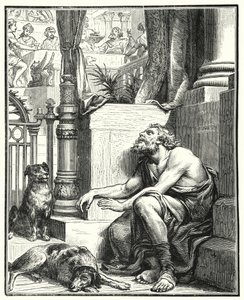 The Rich Man and Lazarus (engraving) by English School