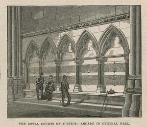 The Royal Courts of Justice: Arcade in Central Hall by English School