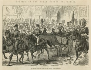 The Royal Courts of Justice: The Queen Leaving the Courts After the Ceremony by English School