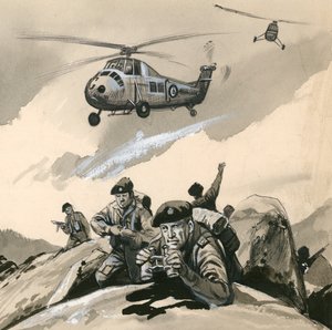 The Royal Marine Commandos in a trouble spot in the 1960s