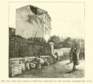 The Rue Partono, Mentone, Damaged by the Riviera Earthquake, 1887 by English School