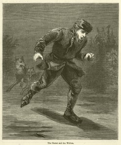The Skater and the Wolves (engraving) by English School