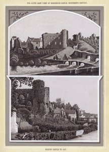 The South East View of Brecknock Castle, Eighteenth Century; Brecon Castle Today by English School