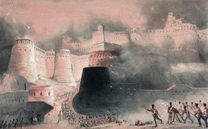The Storming of Kabul Gate in 1839 by English School