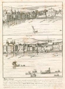 The Strand, London, from the River Thames in the 17th century by English School