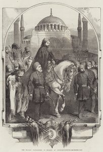 The Sultan proceeding to Mosque, at Constantinople by English School