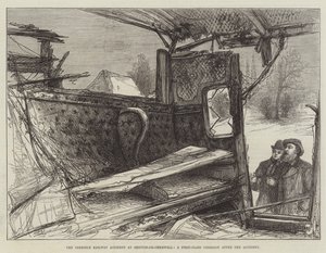 The Terrible Railway Accident at Shipton-on-Cherwell, a First-Class Carriage after the Accident by English School