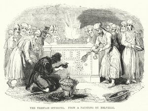 The Trespass Offering, from a painting by Melville by English School