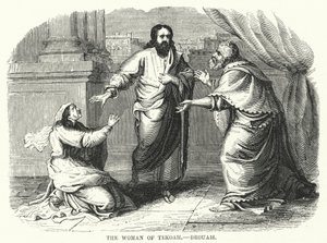 The Woman of Tekoah, Drouais (engraving) by English School