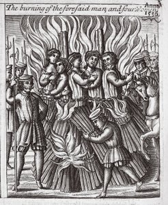 The Burning of the Foresaid Man and Four Women by English School