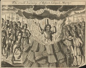 The Cruel Burning of Robert Samuel, Martyr by English School