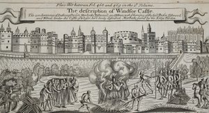 The description of Windsor Castle, illustration from Acts and Monuments by John Foxe, ninth edition, published 1684 by English School