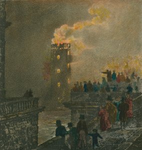The fire from Waterloo Bridge on 5 January 1826 by English School
