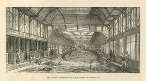 The Floating Swimming Bath in the Thames at Charing Cross by English School