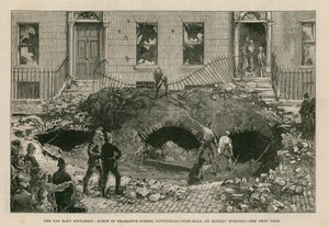 The Gas Main Explosion: Scene in Charlotte Street, Tottenham Court Road, on Monday Evening by English School