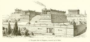 The Great Altar at Pergamus, Restored by R. Bohn by English School