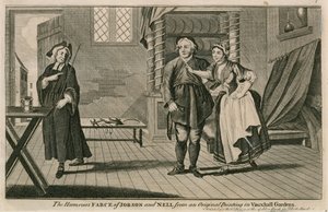 The humorous farce of Jobson and Nell from an original painting at Vauxhall Gardens, London by English School
