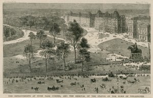 The improvements at Hyde Park Corner, and the removal of the statue of the Duke of Wellington by English School