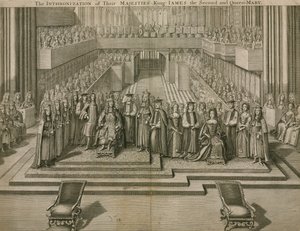The Enthronization of King James II and Queen Mary at Westminster Abbey by English School