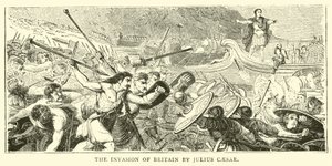 The invasion of Britain by Julius Caesar by English School