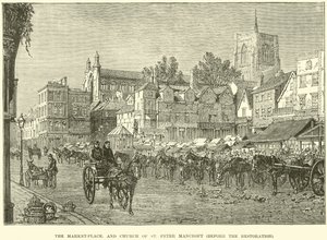 The Market-Place, and Church of St Peter Mancroft, Before the Restoration by English School