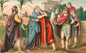 The Meeting of Joseph and his Father Jacob by English School