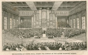 The Orchestra at Exeter Hall, London, During the Meeting of the Sacred Harmonic Society by English School