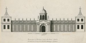 The prospect of Montague House to the street, London by English School