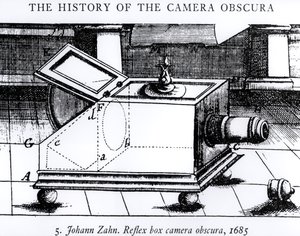 The Reflex Box Camera Obscura by Johann Zahn, 1685, from The History of the Camera Obscura by English School