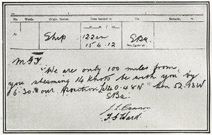 The Reply from the Russian Steamer, Birma, to Titanic