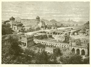 The Royal Necropolis at Golconda, Hyderabad by English School