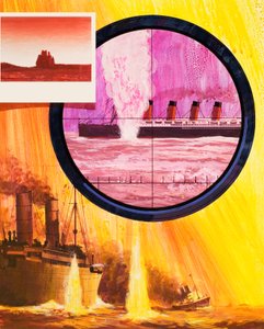 The sinking of the Lusitania by English School