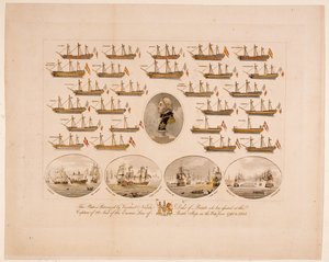 This Plate is Patronized by Viscount Nelson Duke of Bronte who has Assisted at the Capture of 26 Sail of the Enemies Line of Battle Ships in the War from 1793 to 1805 by English School