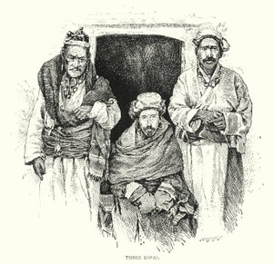 Three Gopas (engraving) by English School