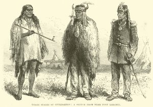 Three stages of Civilisation, a sketch from near Fort Laramie by English School