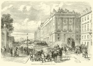 Throwing Up Street Barricades in Paris, October 1870 by English School