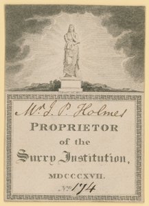 Ticket for Proprietor of the Surrey Institution, dated 1817 by English School