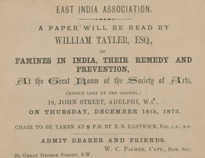 Ticket for a lecture by William Tayler of the East India Association by English School