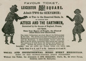 Ticket for admission to an appearance of Aztecs and the Earthmen by English School
