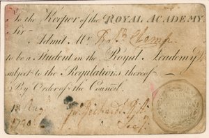 Ticket of Admission for the Royal Academy, London by English School