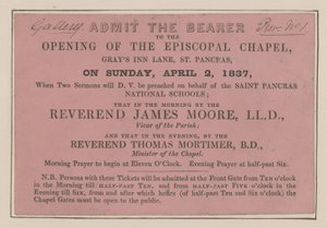 Ticket to the Opening of the Episcopal Chapel by English School