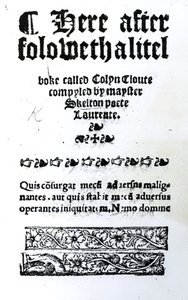 Title Page for Colin Cloute by John Skelton, published c.1550