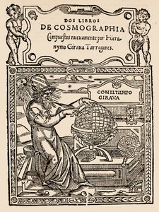 Title Page for Two Books of Cosmography by Hieronymo Girana Tarragones, from The Narrative and Critical History of America, Edited by Justin Winsor by English School