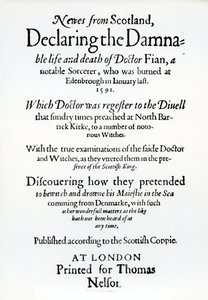 Title Page Newes from Scotland, Declaring the Damnable Life and Death of Dr Fian by English School