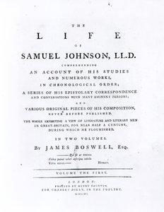 Title page, from The Life of Samuel Johnson by James Boswell by English School