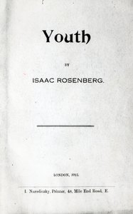 Title page to Youth, a collection of poems by Isaac Rosenberg, first edition 1915 by English School