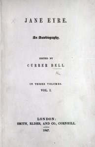 Title page to the first edition of Jane Eyre by Charlotte Bronte, 1847 by English School